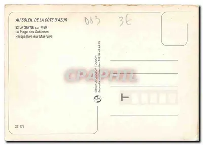 La Seyne-sur-Mer — Les Sablettes — Edición J.P. Azur Toulon — Reverso