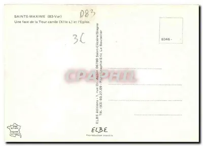 Sainte-Maxime — Wieża kwadratowa (XII w.) i kościoł — ELBE éditions — Rewers