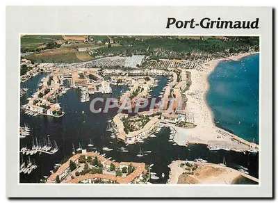 Port-Grimaud — vista aérea do porto e da praia — Éditions S.M.D. Impressions Combier