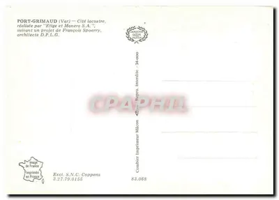 Port-Grimaud (Var) — Cidade lacustre — realizada por 'Etige et Manera S.A.' — Verso