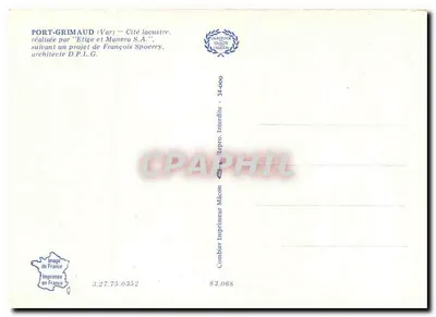 Port-Grimaud (Var) — Cidade lacustre — realizada por 'Etige e Maneru S.A.' — Verso