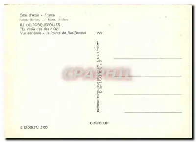 Wyspa Porquerolles — Perła Wysp Złotych — Widok z powietrza — Wyspa Bon-Renaud — Wydawca Combier — Rewers