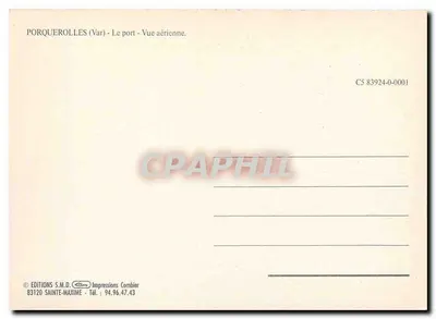 Porquerolles (Var) — Port — Widok z powietrza — Éditions S.M.D. — Rewers