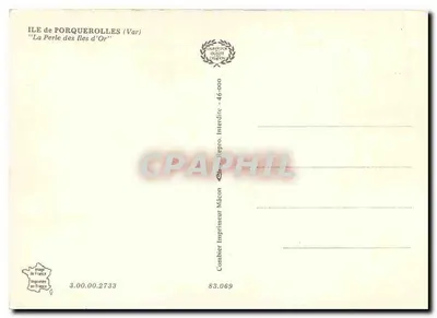 Wyspa Porquerolles — Karta pocztówkowa turystyczna — Wydawca Combier, n° 83.069 — Rewers