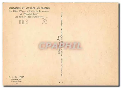 Os rochedos das Oursinières — LE PRADET (Var) — Éditions Jean-Jaurès — Verso
