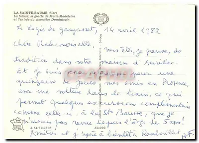 La Sainte-Baume (Var) — A falésia, a gruta de Maria Madalena e a entrada do cemitério Dominicano — Cing — Verso