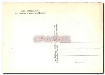Os curvas da estrada para Moulinet — Sospel (A.M.) — Edições « MAR » — Verso