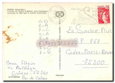 Wnętrze kościoła św. Michała — Sospel (Alpy Merytoryczne) — Combière Imprimeur Maçon — Rewers
