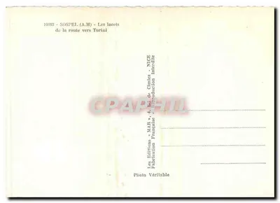 Sospel (A.M.) — Os lacetes da estrada para Turini — Éditions MAR, 4, bd de Cimiez, Nice — Verso