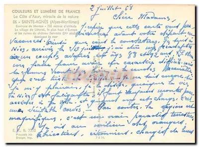 Sainte-Agnès — wieś nad wybrzeże — wydawnictwo J. Draeger, nr 7338 — Rewers