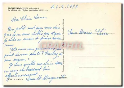 St-Etienne-de-Tinée — O retábulo da igreja paroquial (século XIV) — Impressor Combier — Verso