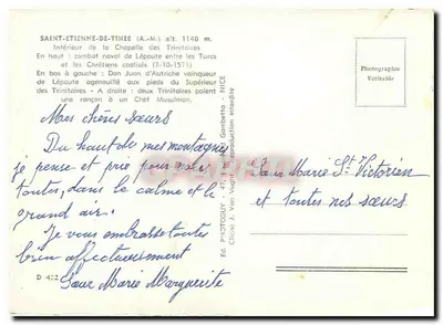 Saint-Etienne-de-Tineé — Innenraum der Kapelle der Trinitarier — Seeschlacht von Lépoute (7-10-1571) — Rückseite