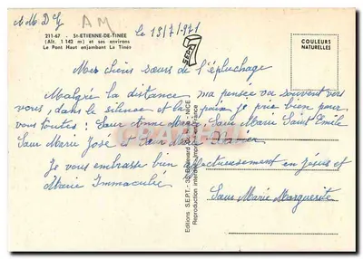 Pont Haut überquerend La Tinée — St-Étienne-de-Tinée (Höhe 1142 m) — Éditions SEPT, Nice — Rückseite