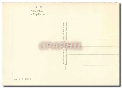 Costa do Azul — O Cabo Ferrat — Edições de Arte 'V. Marrel' — Verso