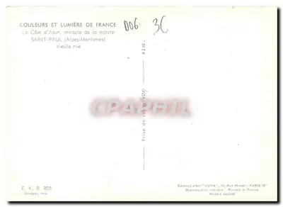 Saint-Paul (Alpes-Maritimes) — Velha rua — Edições d'Art 'YVON' — Verso