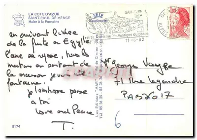 Fonte e jumento em uma rua de Saint-Paul-de-Vence — edição IRIS — Verso
