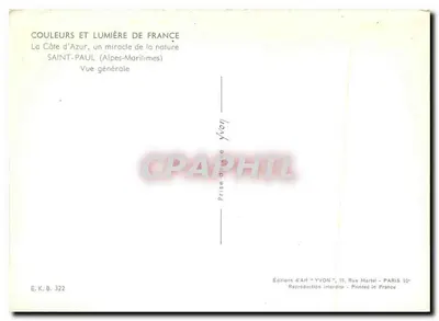 Saint-Paul (Alpes-Maritimes) — Allgemeiner Blick — Éditions d'Art YVON, n° E.K.B. 322 — Rückseite