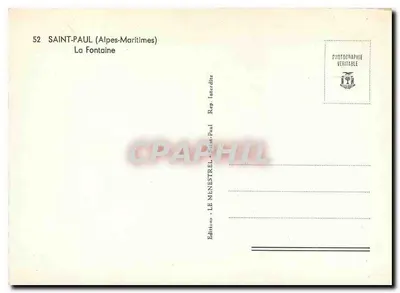 Saint-Paul (Alpes-Maritimes) — A Fontaine — Éditions Le Menestrel — Verso