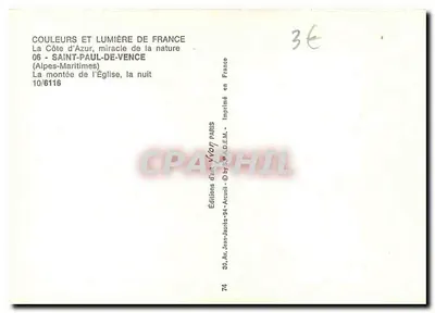 Saint-Paul-de-Vence — Die Aufstieg zur Kirche, bei Nacht — Éditions d'Art Vivon — Rückseite
