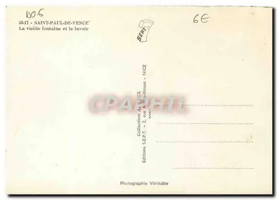 Saint-Paul-de-Vence — A antiga fonte e o lavatório — Editions A. BAUX — Verso