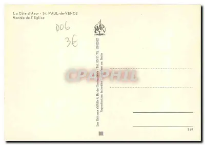 Saint-Paul-de-Vence — Wzniesienie kościoła — Wydawnictwo MAR — Rewers