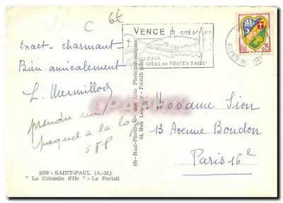 Saint-Paul - O Portal — editor 'La Colombe d'Or' n°5009 — Verso