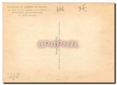 Saint-Paul (Alpes-Maritimes) — A fonte antiga — Éditions Yvon — Verso