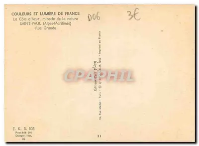 Saint-Paul (Alpes-Maritimes) — uitzicht onder een boog — uitgever Yvon, n° 805 — Achterkant
