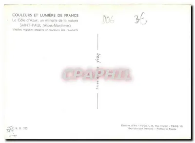 Saint-Paul (Alpes-Maritimes) — Velhas casas em escada na borda dos muros — Éditions d'Art YVON — Verso