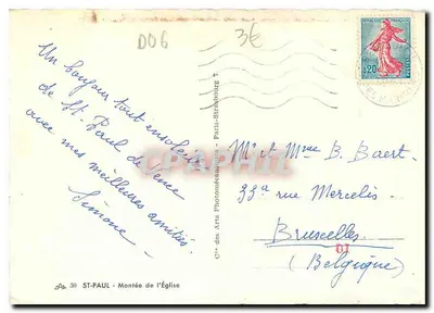 Saint-Paul - Subida da Igreja — vista de rua pavimentada com arco em pedra — Cie des Arts Photomécaniques, Paris-Strasbourg — Verso