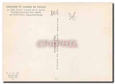 Provençalische Landschaft — Saint-Paul (Alpes-Maritimes) — Editions d'Art Yvon — Rückseite