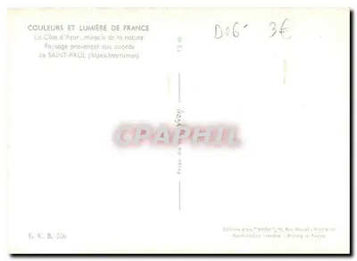 Paisagem provençal nas proximidades de SAINT-PAUL (Alpes-Maritimes) — Edições de Arte 'YVON' — n° E.K.B. 326 — Verso