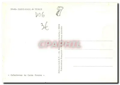 Ruela sob arco — Saint-Paul-de-Vence — Éditions S.E.P.T. - 35, Boulevard Gorbellis - Nice — Verso