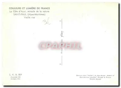 Saint-Paul (Alpes-Maritimes) — Alte Straße — Éditions d'Art 'YVON' — Rückseite