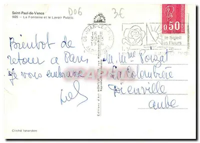 Saint-Paul-de-Vence — A Fonte e o Lavatório Público — Éditions d'Art Montluel — Verso