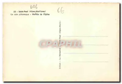 Saint-Paul (Alpes-Maritimes) — Un coin pittoresque - Montée de l'Église — Édition Le Ménestrel — Verso