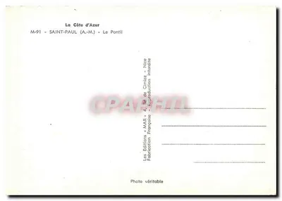 Saint-Paul (A.-M.) - Het Pontil — De Côte d'Azur — Edities van Cimiez, Nizza — Achterkant