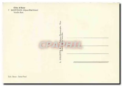 Saint-Paul (Alpes-Maritimes) — Velha Rua — L. Gilletta & Cie, editor — Verso