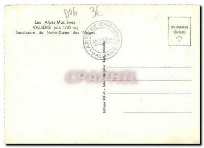 Santuário de Nossa Senhora das Neves — Valberg (alt. 1700 m.) — Éditions Rella — Verso