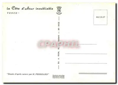 Stare dzielnice — Vence — rysunek z natury autorstwa M. Perrearda — Rewers