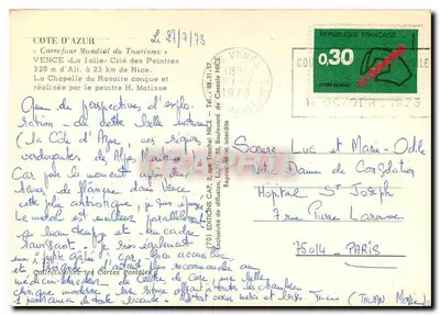 Vence — Kaplica Rosaryjna zaprojektowana przez H. Matisse — Wydawnictwo Côte d'Azur — Rewers