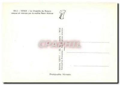 Kaplica Rosary — Vence — zaprojektowana i wykonana przez mistrza Henri Matisse — Rewers