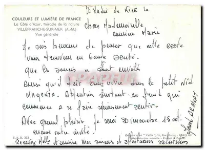 Villefranche-sur-Mer — Vista geral — Edições de Arte 'YVON' — Verso