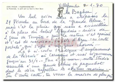 Villefranche-sur-Mer — A Promenade, o pequeno porto no fundo, o Mont Boron — Edições E.P.P.R. n°207 — Verso