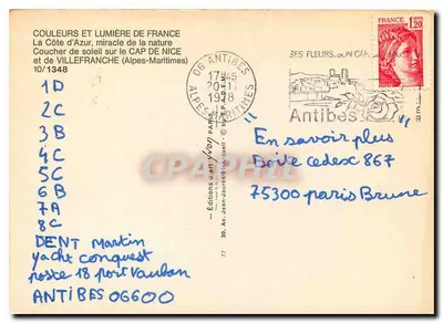 Zachód słońca nad Cap de Nice — Alpes-Maritimes — Wydawnictwo Jean-Jaurès & Cie — Rewers