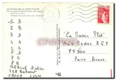 Costa Azul — Recuerdo de la Costa Azul — Edición Y.P.A. Niza — Reverso