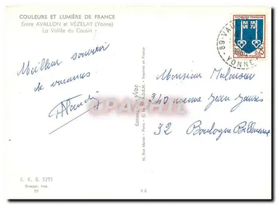 La Vallée du Cousin — Między Avallonem a Vézelay (Yonne) — Wydawnictwo Draeger, nr 5293 — Rewers
