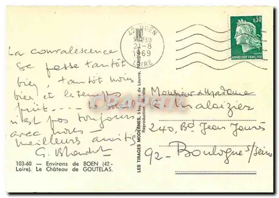 Zamek Goutelas — Okolice Boën (42-Loire) — Nowoczesne wydanie — Rewers