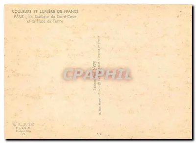 Parigi - La Basilica del Sacro Cuore e la Piazza del Tertre — Edizioni K. B. 312 — Verso