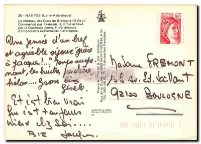 Nantes — Castelo dos Duques da Bretanha (século XV) — Editores Artaud & Cie — Verso